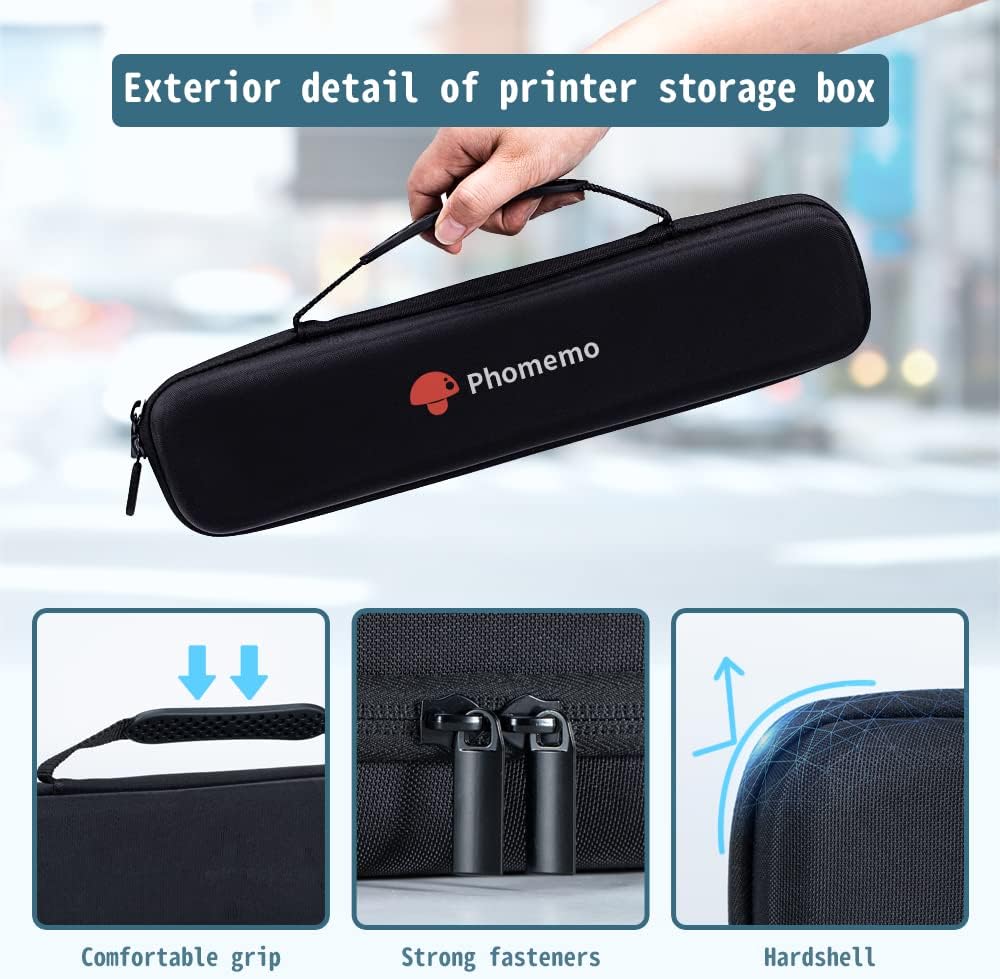 Phomemo Case, Compatible with Itari Tattoo Printer, COLORWING, Odaro, M08F/D810/P831/TP81 Letter & A4 Portable Printer, for HPRT MT800 Mobile Travel Printer Storage Holder Paper & USB Cable(Box Only)