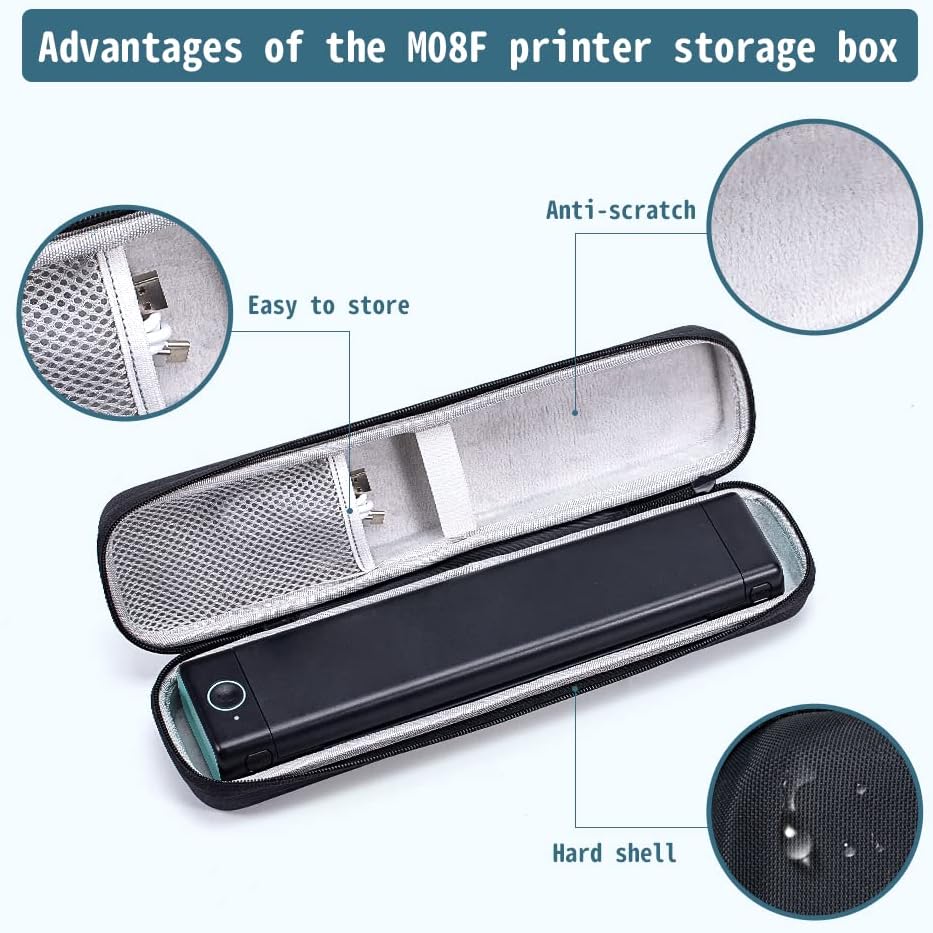 Phomemo Case, Compatible with Itari Tattoo Printer, COLORWING, Odaro, M08F/D810/P831/TP81 Letter & A4 Portable Printer, for HPRT MT800 Mobile Travel Printer Storage Holder Paper & USB Cable(Box Only)
