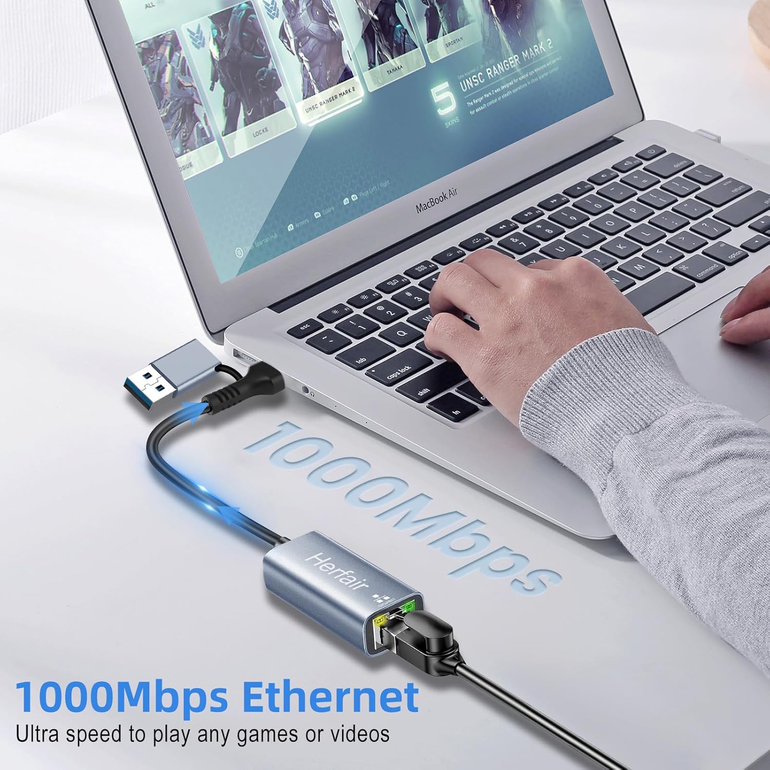 Ethernet to USB Adapter, Type C Ethernet Adapter Gigabit Network Adaptor for Laptop,USB 3.0 to Internet Connector 2-in-1 for Switch Computer Laptop PC MacBook Air Pro Windows Linux