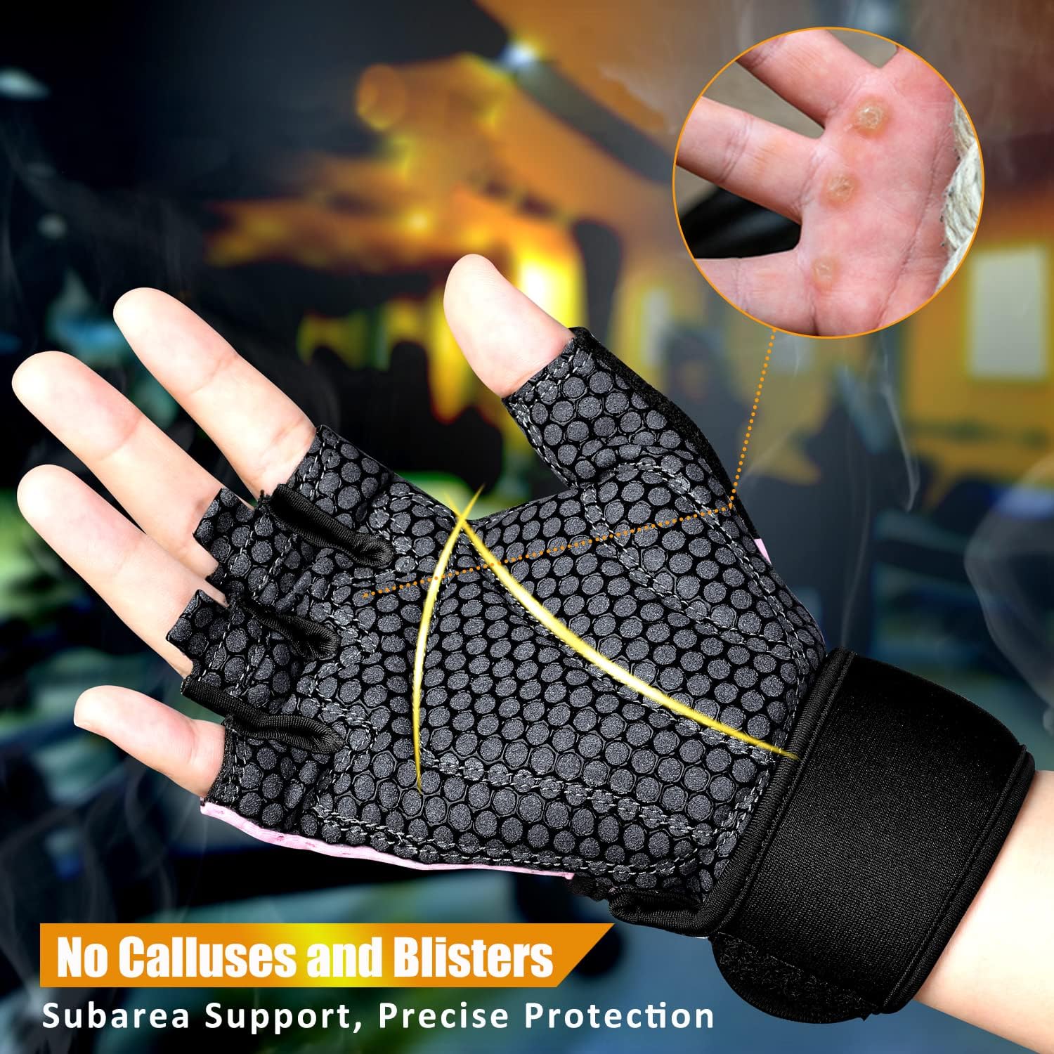 ihuan Breathable Weight Lifting Gloves: Fingerless Workout Gym Wrist Support | Enhance Palm Protection | Extra Grip for Fitness |Training | Rowing | Pull-ups