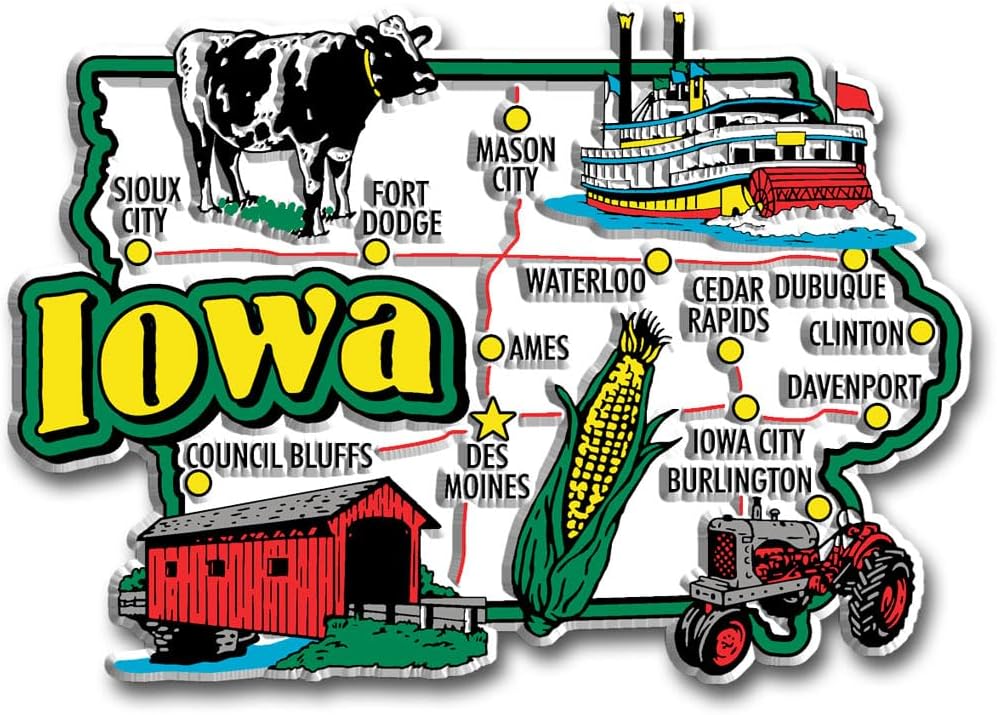 Iowa Jumbo State Magnet – Local Pride for Council Bluffs & Mason City | Classic Magnets