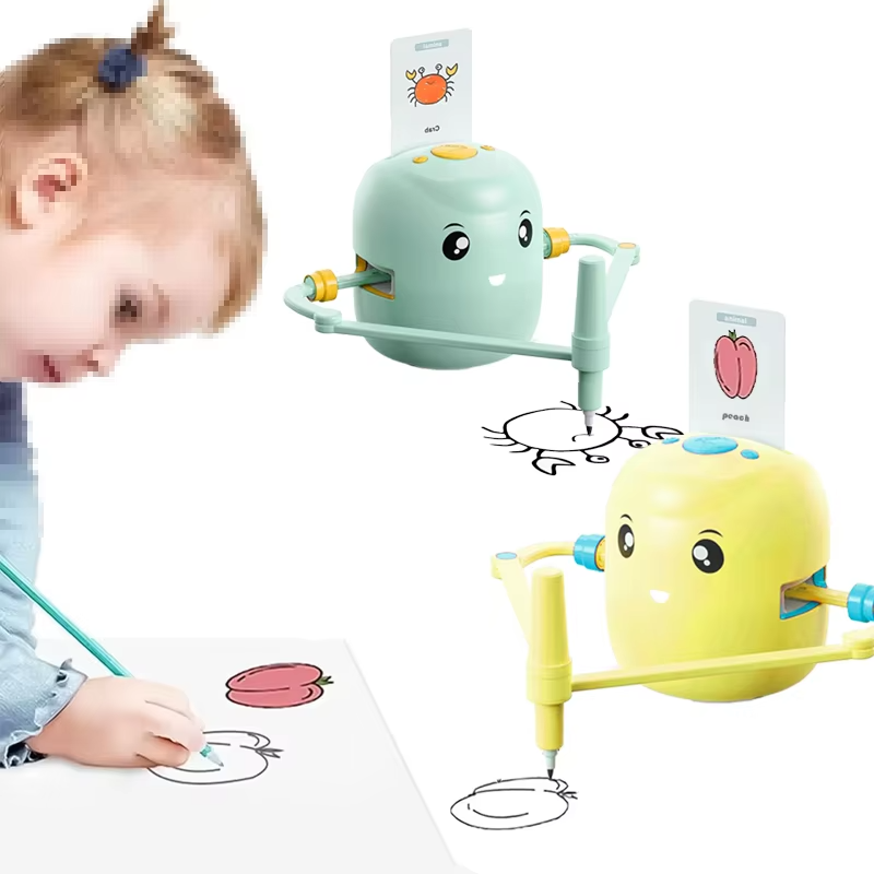 Interactive Educational Drawing Robot for Kids – Montessori Learning Toy with 100 Word Cards, Voice Interaction, Ages 5+ (Pink)
