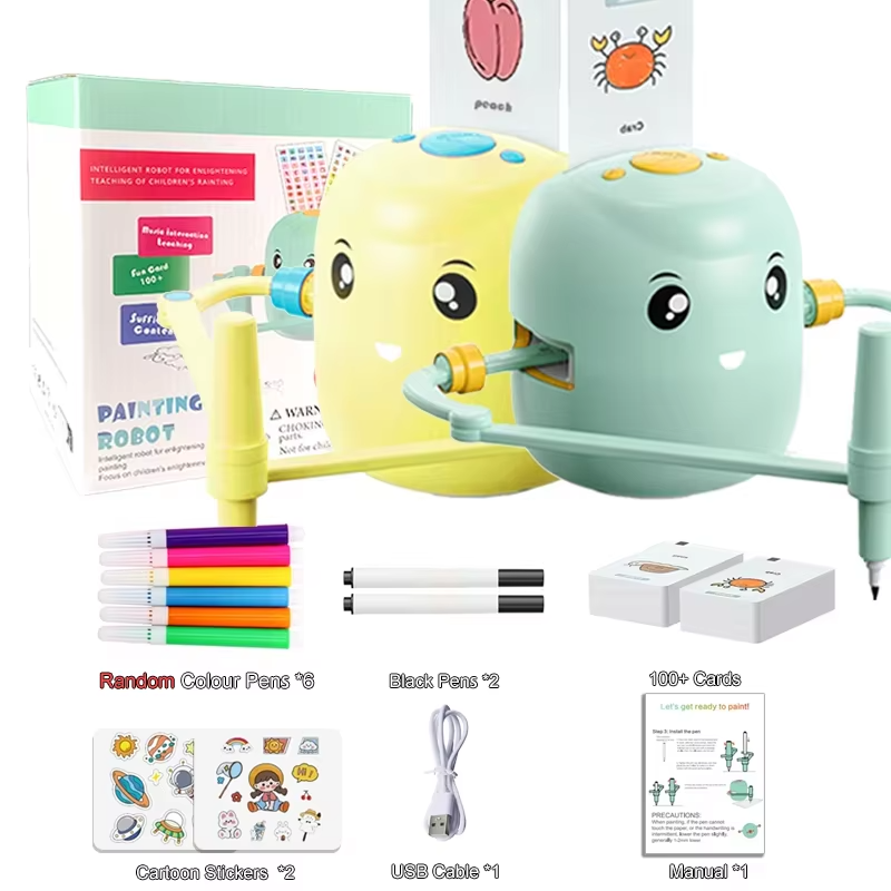 Interactive Educational Drawing Robot for Kids – Montessori Learning Toy with 100 Word Cards, Voice Interaction, Ages 5+ (Pink)