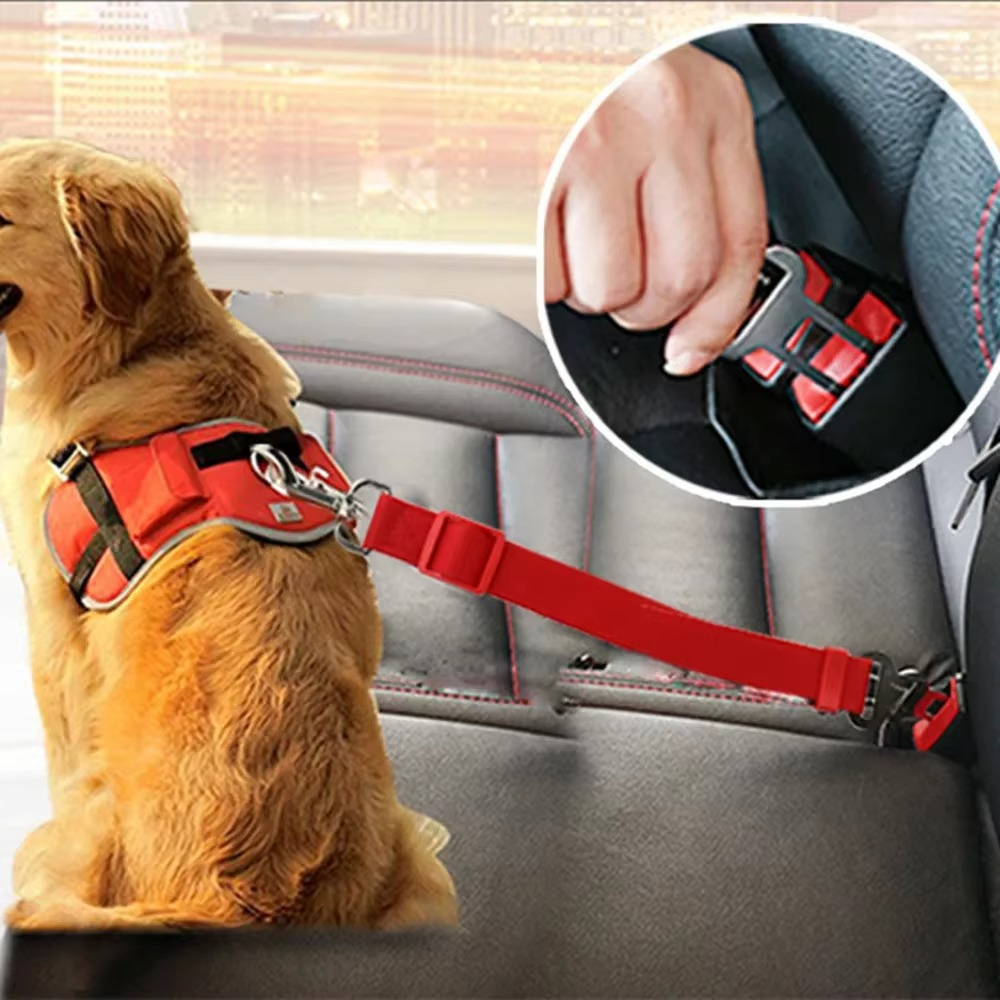 Keep Your Pup Safe & Snug 🐾 Adjustable Dog Seat Belt for Stress-Free Car Rides! 💖