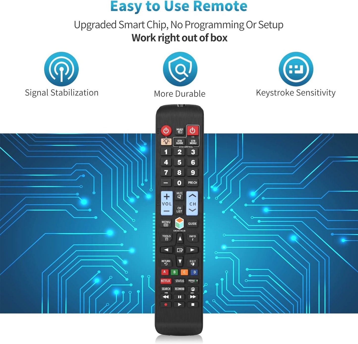 Universal Remote Control for All Samsung TVs – BN59-01178W | Backlit with Netflix & Prime Video Buttons