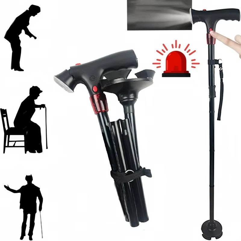 The Perfect Gift for Grandma – Folding Walking Stick with Light, Alarm & Love