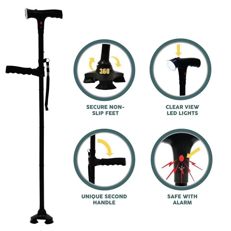 The Perfect Gift for Grandma – Folding Walking Stick with Light, Alarm & Love