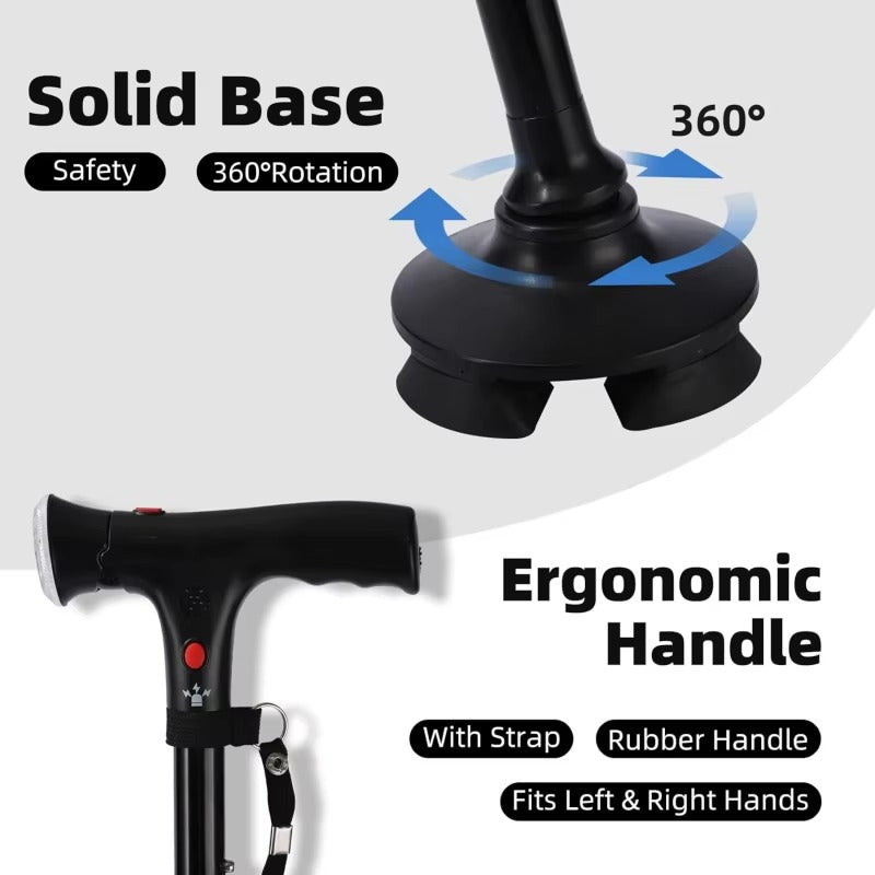 The Perfect Gift for Grandma – Folding Walking Stick with Light, Alarm & Love