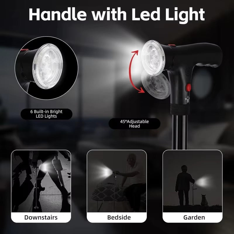 The Perfect Gift for Grandma – Folding Walking Stick with Light, Alarm & Love
