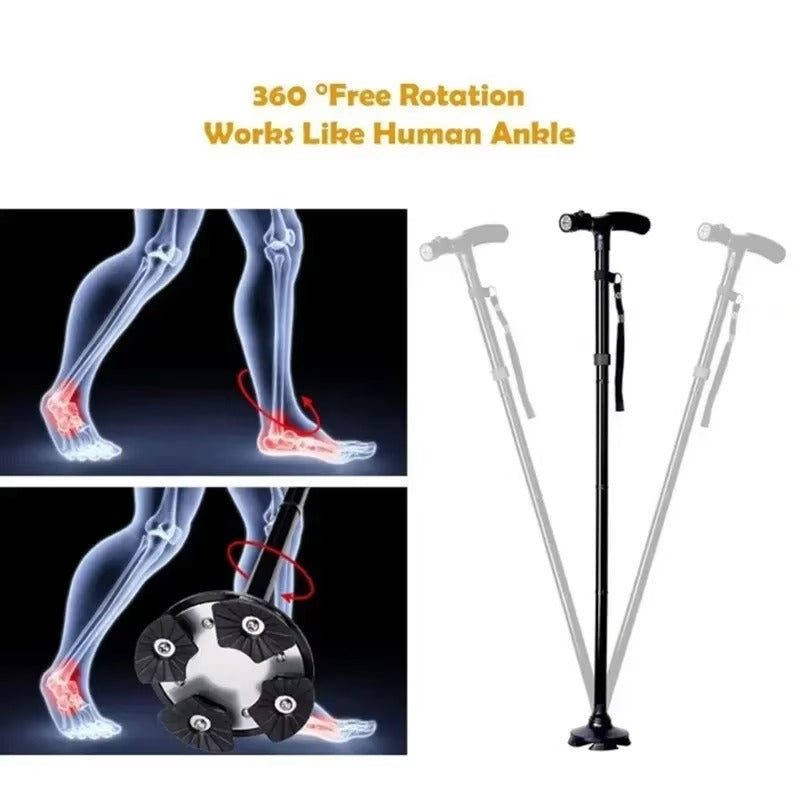 The Perfect Gift for Grandma – Folding Walking Stick with Light, Alarm & Love