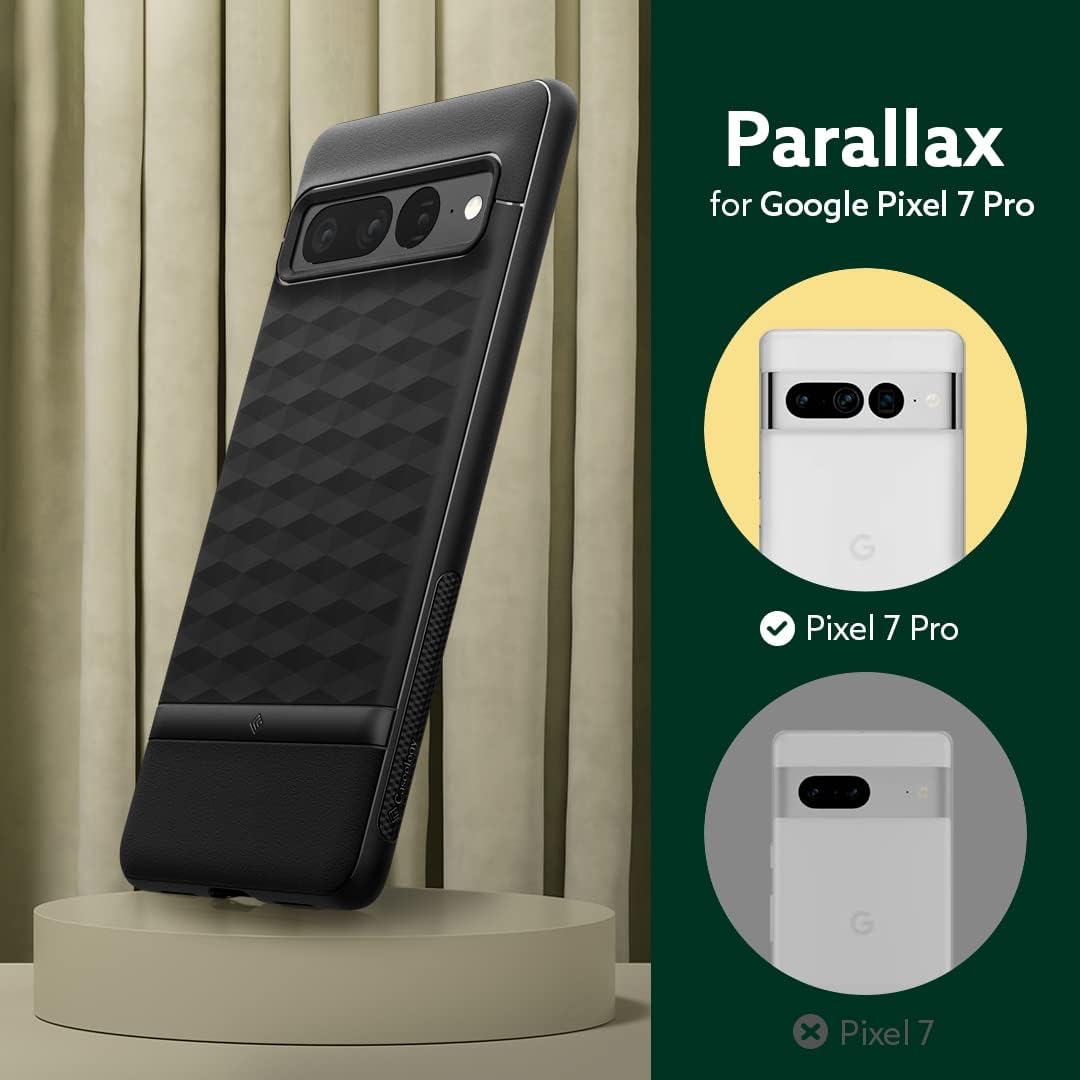 Caseology Parallax for Google Pixel 7 Pro Case 5G [Military Grade Drop Tested] Enhanced Ergonomic Design Case (2023) - Matte Black