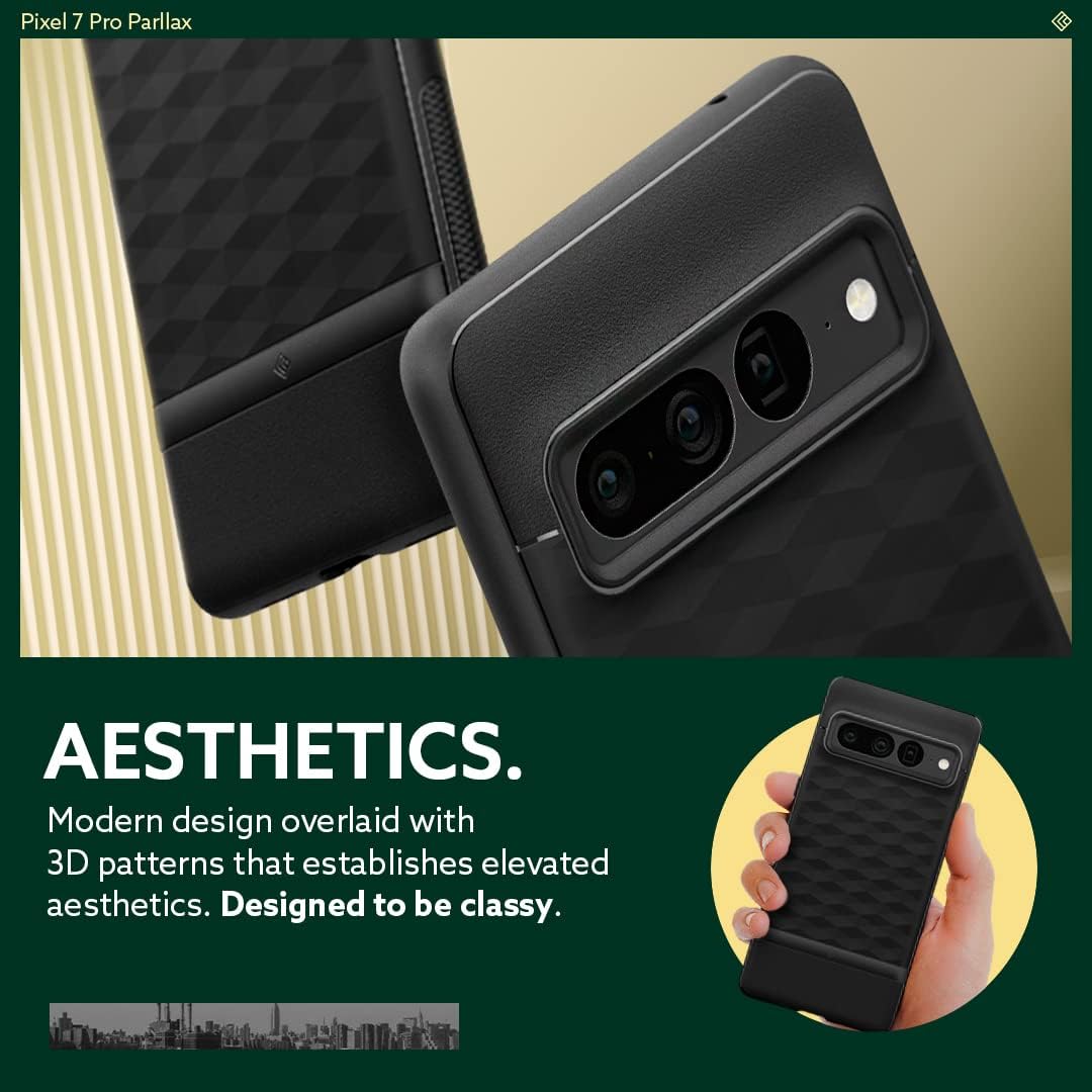 Caseology Parallax for Google Pixel 7 Pro Case 5G [Military Grade Drop Tested] Enhanced Ergonomic Design Case (2023) - Matte Black