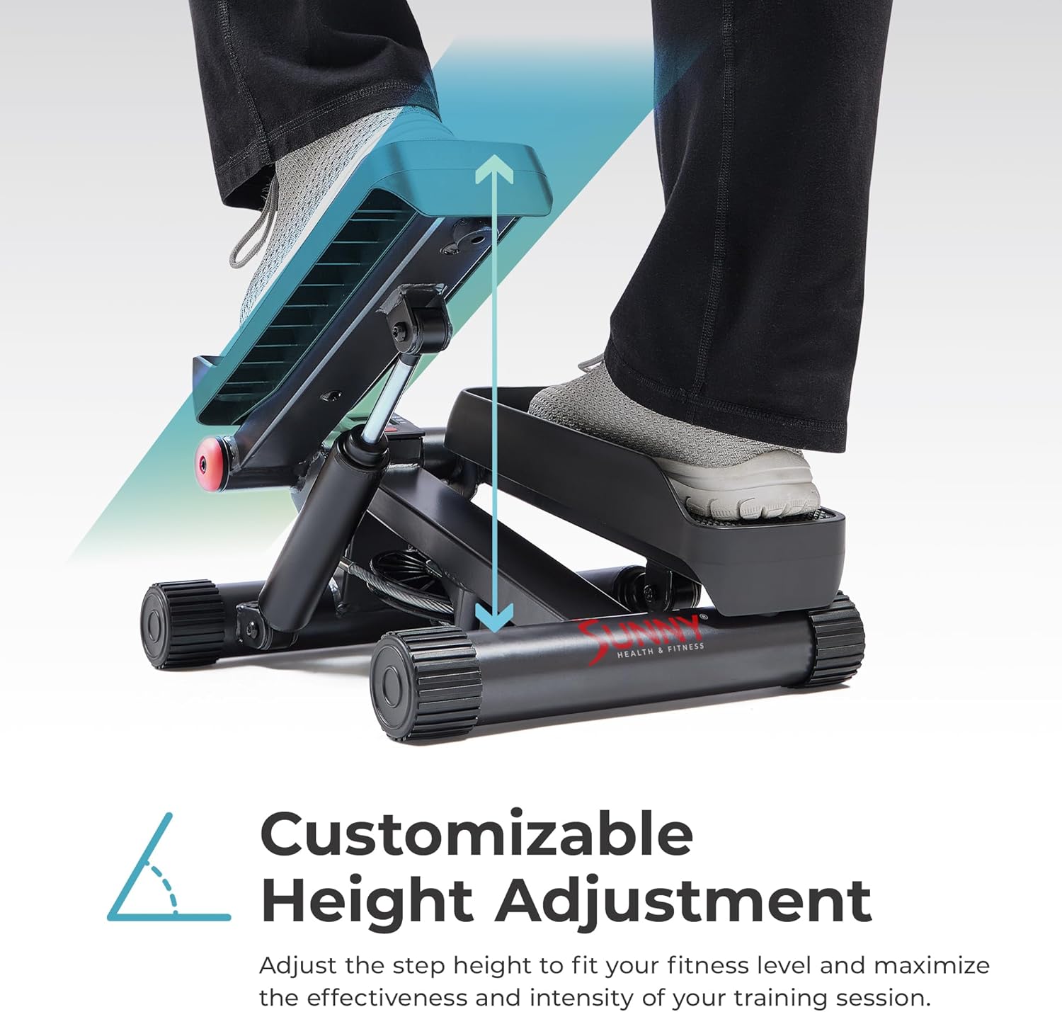 Sunny Health & Fitness Mini Stepper for Exercise at Home, Stair Step Workout Machine with Resistance Band, Fullbody Cardio, Upgraded Over 300lb Weight Capacity, Optional Free SunnyFit App Connection