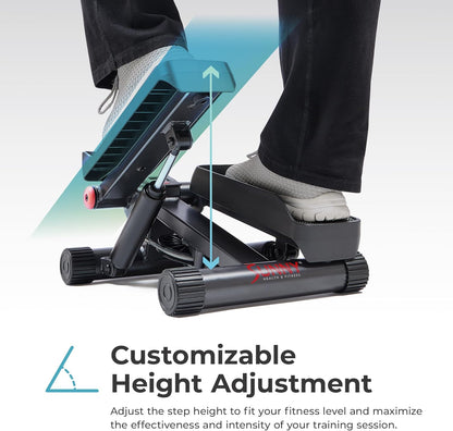 Sunny Health & Fitness Mini Stepper for Exercise at Home, Stair Step Workout Machine with Resistance Band, Fullbody Cardio, Upgraded Over 300lb Weight Capacity, Optional Free SunnyFit App Connection