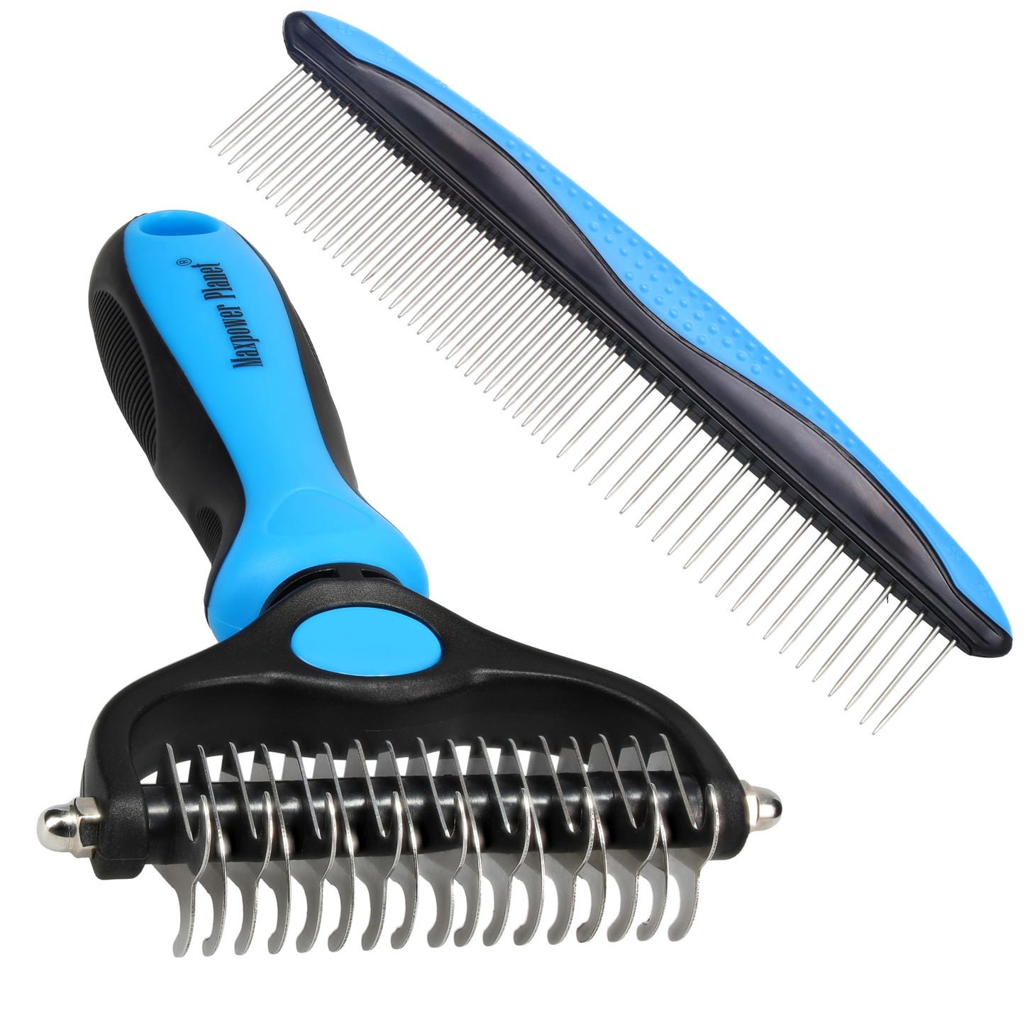 Maxpower Planet Original Pet Grooming Rake - Double-Sided Deshedding Dematting Tool, Undercoat Rake for Dogs & Cats, Extra-Wide Dog Grooming Brush & Deshedder Comb for Long Hair, Reduces Shedding 95%