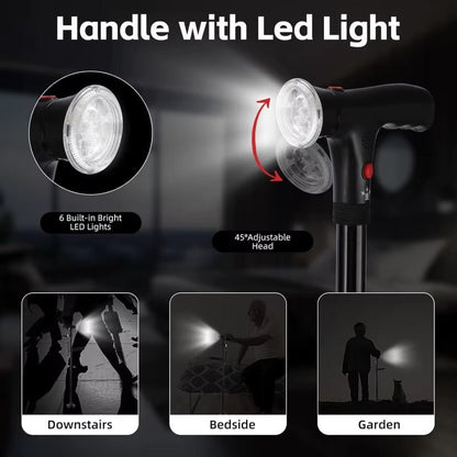 The Perfect Gift for Grandma – Folding Walking Stick with Light, Alarm & Love